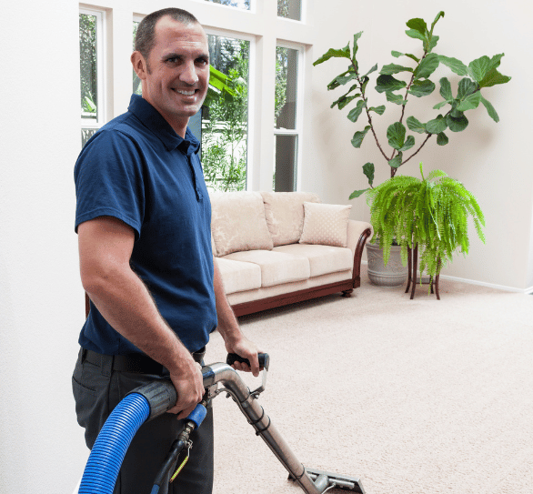 A carpet cleaner at job